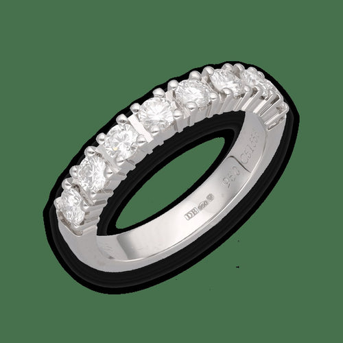 Bague 48 De Beers - Demi-alliance en platine avec 8 diamants 0,62 ct, taille 48 58 Facettes FB08399
