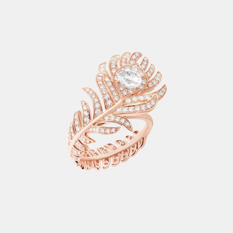Bague Plume de Paon Or rose Diamant 0.23ct