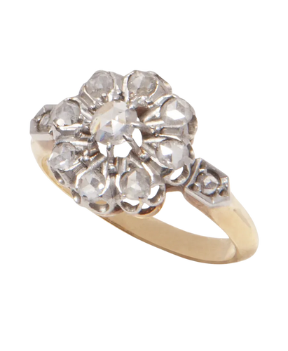 Bague 52 Bague vintage en or jaune 18K avec diamants en rosace 58 Facettes BO220246/DiamantsenRosacesCira1950
