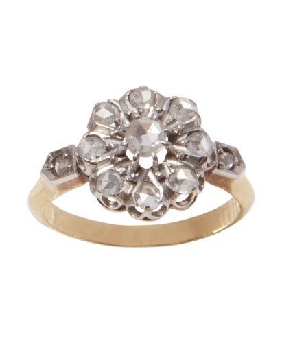 Bague 52 Bague vintage en or jaune 18K avec diamants en rosace 58 Facettes BO220246/DiamantsenRosacesCira1950