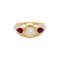 Bague 51 Bague jonc en or jaune et platine avec diamant et rubis 58 Facettes 34341