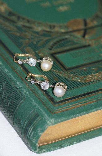 Boucles d'oreilles Boucles d’oreilles dormeuses Art Déco en or jaune et diamants 58 Facettes