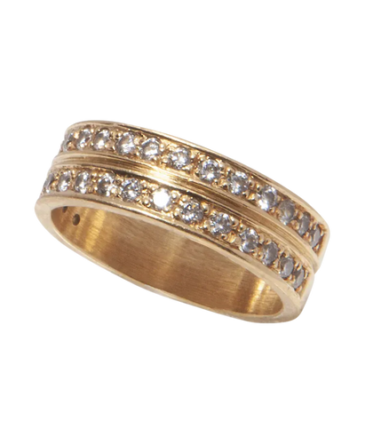 Bague 52 Double alliance demi-tour en or jaune 18 carats et diamants 58 Facettes BO220058/DoubleAlliance