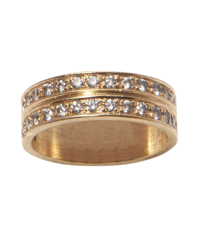 Bague 52 Double alliance demi-tour en or jaune 18 carats et diamants 58 Facettes BO220058/DoubleAlliance