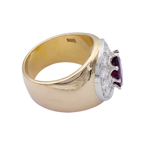 Bague 57 Bague jonc en or jaune et blanc 18 carats, rubis et diamants 58 Facettes 33176