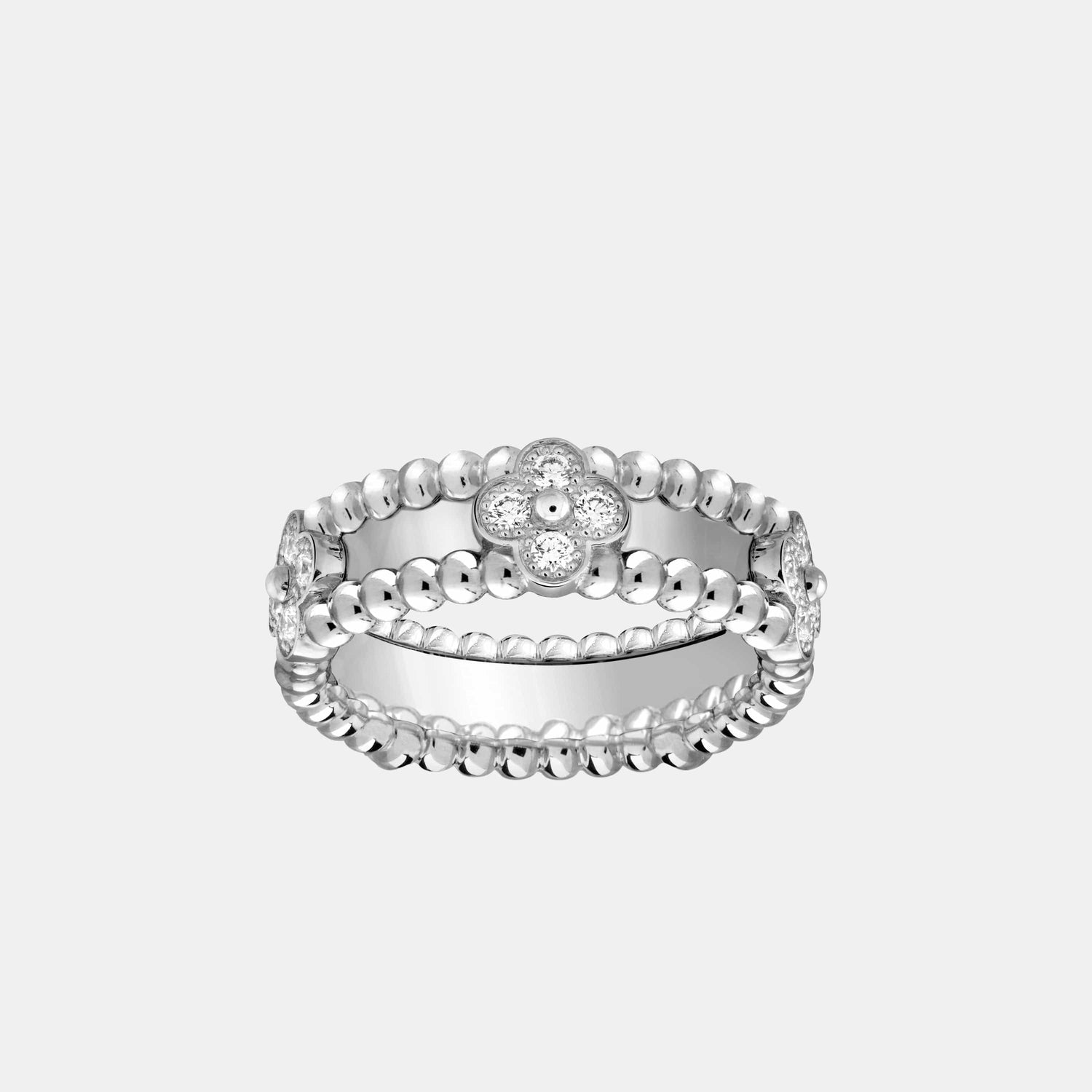 Bague Perlée Or blanc Diamant 0.34ct