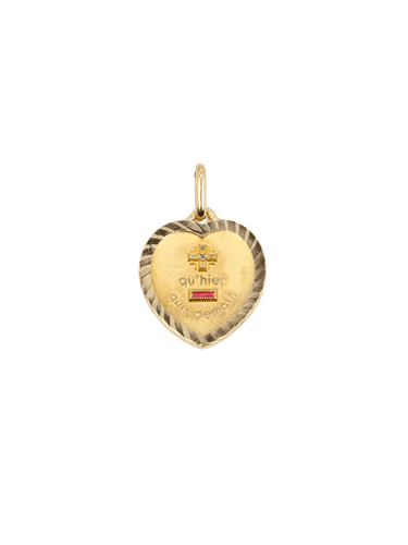 Pendentif AUGIS - Médaille amour coeur or jaune diamant rubis 58 Facettes J509