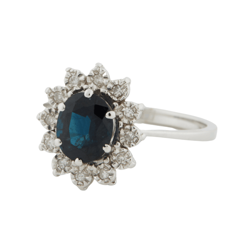 Bague 60 Bague Or Blanc - Style Marguerite avec Saphir et Diamants 58 Facettes RÉF 2151/12