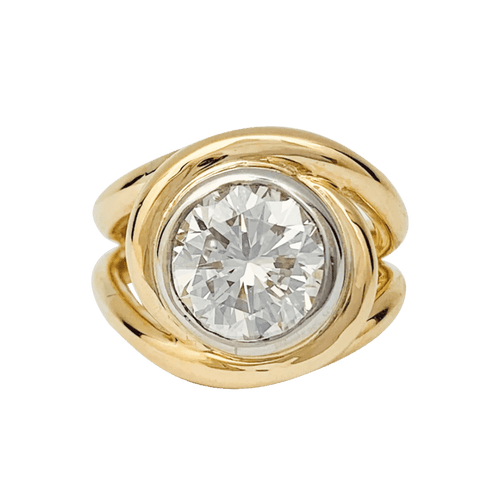 Bague 50 Bague astragale entrelacée bicolore en or 750 avec diamant 2,78 ct 58 Facettes 31786