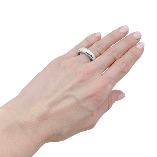 Bague 52 Chaumet Anneau - Bague jonc bombée en or blanc 750 58 Facettes 35248