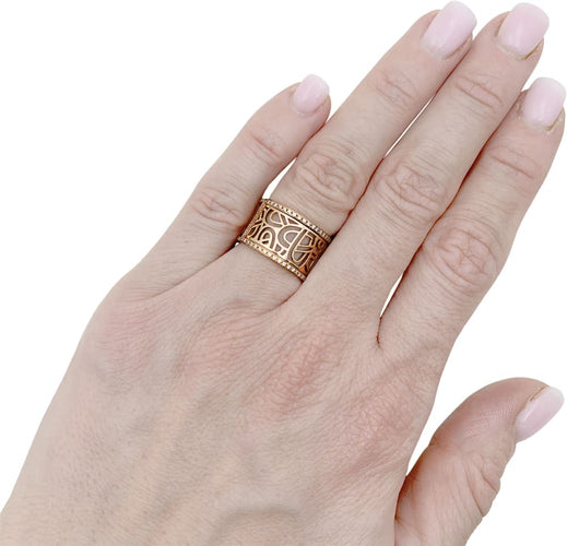 Bague 48 Poiray Cœur Fil - Bague bandeau en or rose et diamants 58 Facettes 35190