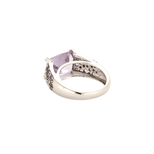 Bague 51 Bague sertie d’améthyste en or blanc 18 carats et diamants 58 Facettes BO/240023