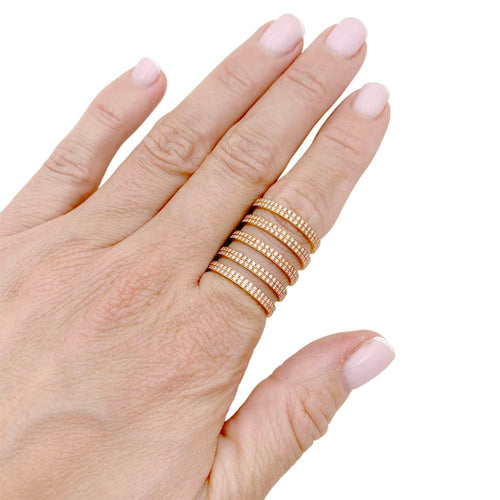 Bague 53 Repossi Berbère - Bague en or rose 750 pavée de diamants 58 Facettes 34863