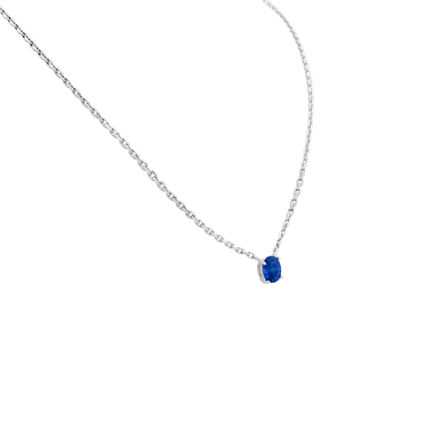 Collier Collier en or blanc 750 avec saphir ovale 1,46 ct 58 Facettes 34761