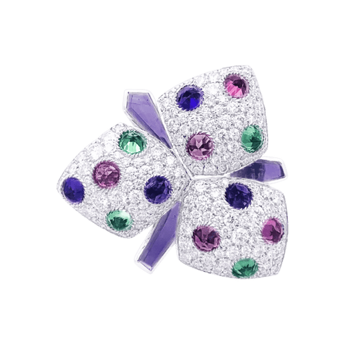 Bague 55 Cartier Caresse d’Orchidées - Bague en or blanc 750 diamants et pierres fines 58 Facettes 33024