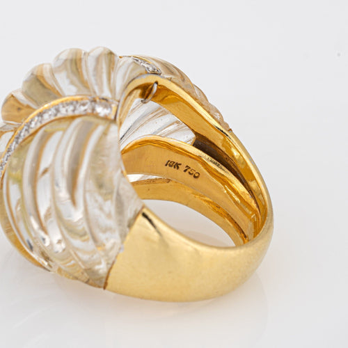 Bague 47 Bague cocktail vintage en or jaune 18 carats, cristal de roche et diamants 58 Facettes G11967