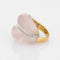 Bague 47 Bague contemporaine en or jaune 18k, quartz rose et diamants 58 Facettes G12181