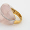 Bague 47 Bague contemporaine en or jaune 18k, quartz rose et diamants 58 Facettes G12181