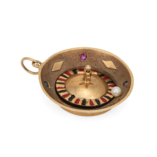 Pendentif Pendentif vintage - Charm roulette tournante en or jaune 14k 58 Facettes G12703