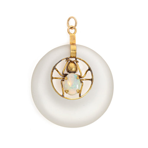 Pendentif Pendentif araignée vintage en or jaune 14 carats avec opale 58 Facettes G13436