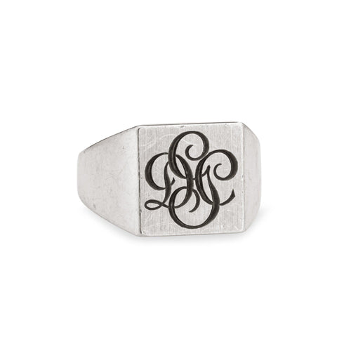 Bague 53.5 Cartier - Bague chevalière vintage en platine 950 gravée 58 Facettes G13443