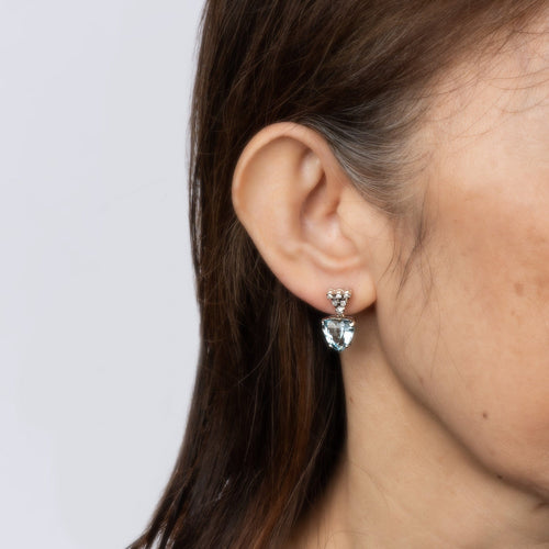 Boucles d'oreilles Boucles d’oreilles cœur aigue-marine et diamants en or blanc 18k 58 Facettes G13449