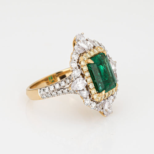 Bague 54 Bague cocktail vintage en or jaune 18 carats, émeraude et diamants 58 Facettes G13550