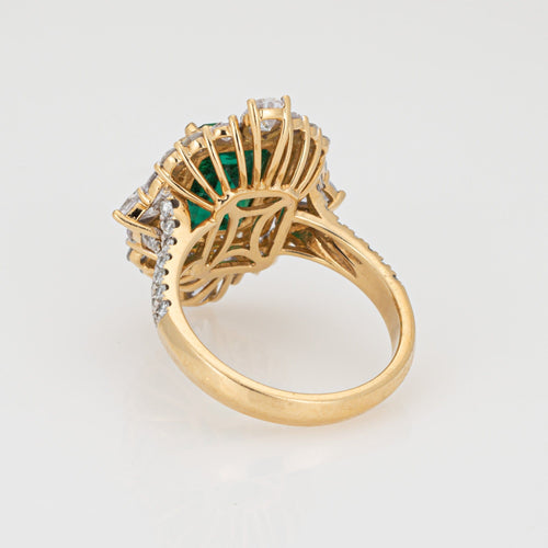Bague 54 Bague cocktail vintage en or jaune 18 carats, émeraude et diamants 58 Facettes G13550