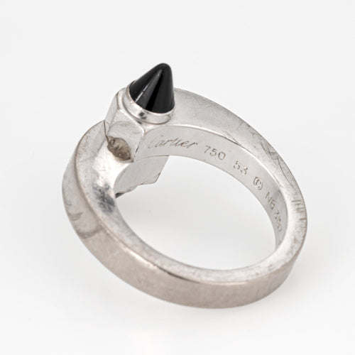 Bague 53 Cartier Menotte - Bague en or blanc 18k et onyx 58 Facettes G13580