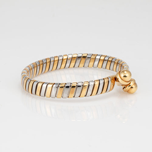 Bracelet Bulgari Tubogas - Bracelet vintage en or jaune 18k et acier 58 Facettes G13646