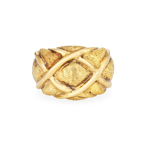 Bague 50 Tiffany & Co - Bague Vintage Quilt dôme en or jaune 18k 58 Facettes G13677