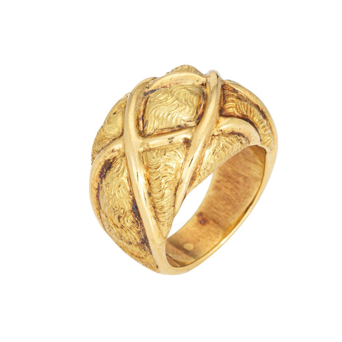 Bague 50 Tiffany & Co - Bague Vintage Quilt dôme en or jaune 18k 58 Facettes G13677