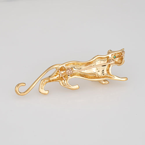 Pendentif Panthère - Broche pendentif vintage en or jaune 18 carats émeraude 58 Facettes G13689