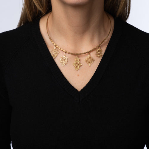 Collier Collier ras-de-cou vintage - Collier à médaillons en or jaune 18k 58 Facettes G13704