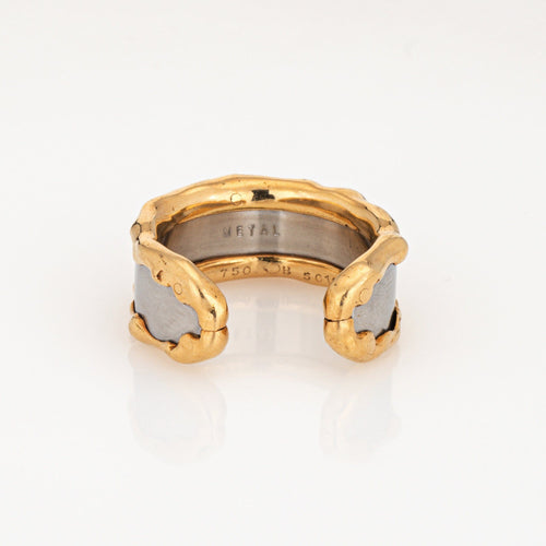 Bague 52 Van Cleef & Arpels - Bague jonc manchette vintage en or jaune 18k et acier 58 Facettes G13723