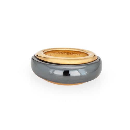 Bague 48 Van Cleef & Arpels - Bague dôme vintage en or jaune 18k et hématite 58 Facettes G13727