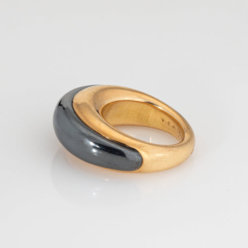 Bague 48 Van Cleef & Arpels - Bague dôme vintage en or jaune 18k et hématite 58 Facettes G13727