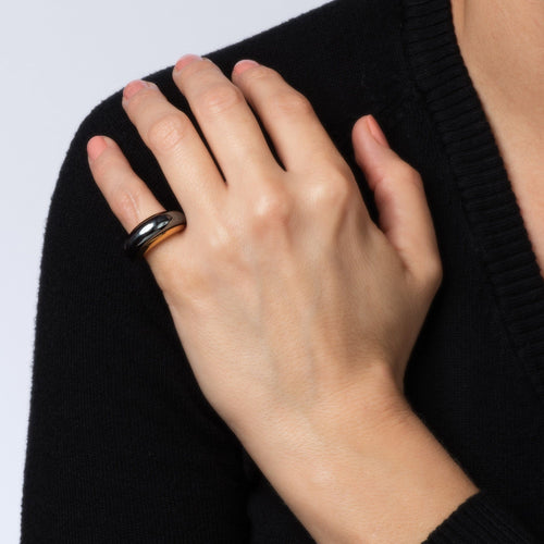 Bague 48 Van Cleef & Arpels - Bague dôme vintage en or jaune 18k et hématite 58 Facettes G13727