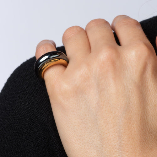 Bague 48 Van Cleef & Arpels - Bague dôme vintage en or jaune 18k et hématite 58 Facettes G13727