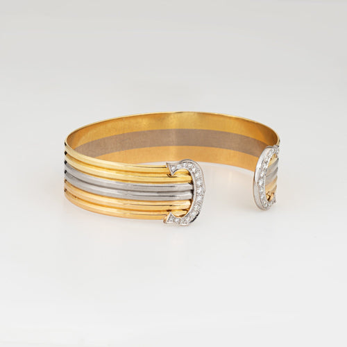 Bracelet Cartier C de Cartier - Bracelet manchette Double C en or tricolore et diamants 58 Facettes G13728