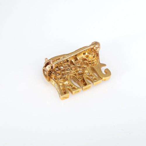 Broche Cartier - Broche éléphant vintage en or jaune 18k, diamants et rubis 58 Facettes G13738