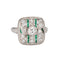Bague 57 Art déco - Bague vintage en or blanc 14k, diamants et émeraudes 58 Facettes G13914