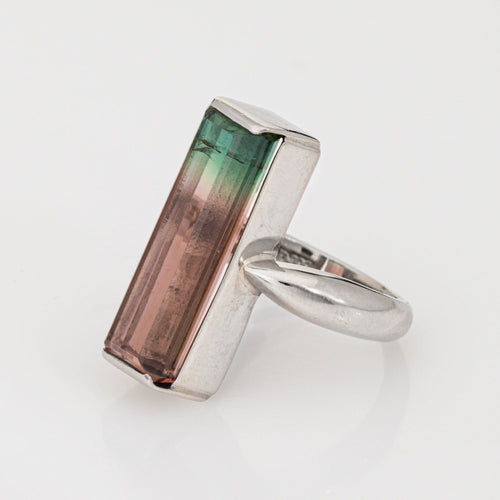 Bague 49 Bague en platine 900 avec tourmaline bicolore et diamants 58 Facettes G13922