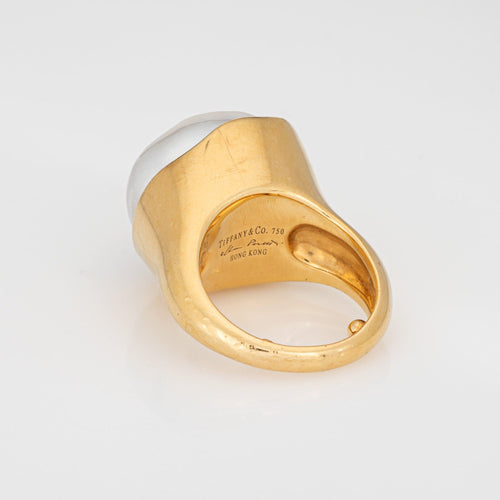 Bague 54 Tiffany & Co Elsa Peretti - Bague vintage perle en or jaune 18 carats 58 Facettes G13980