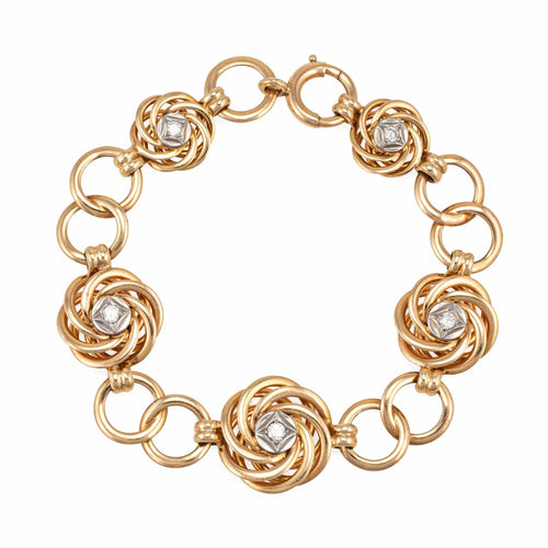 Bracelet Bracelet vintage cercles infini en or jaune 14 carats et diamants 58 Facettes G14051