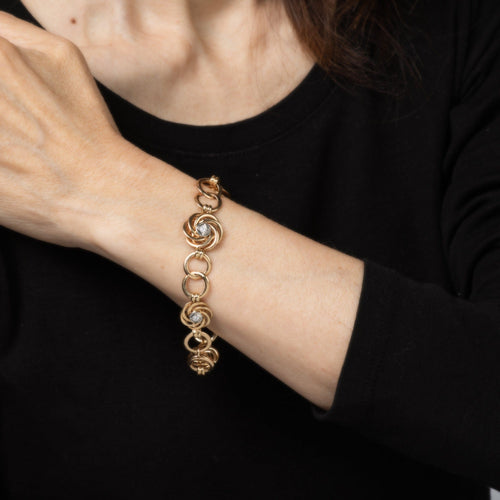 Bracelet Bracelet vintage cercles infini en or jaune 14 carats et diamants 58 Facettes G14051