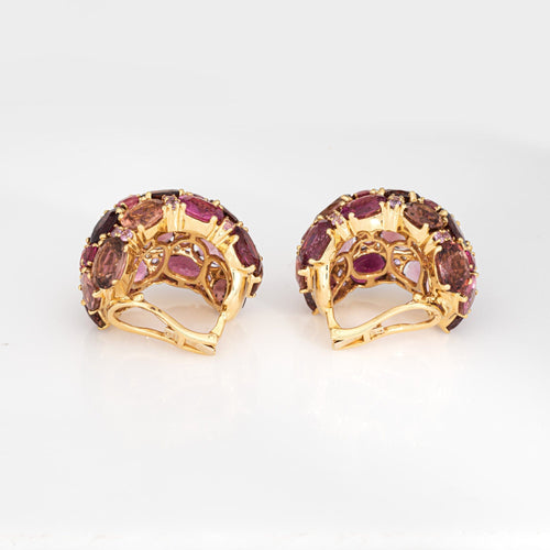 Boucles d'oreilles Boucles d'oreilles vintage en or jaune 18k, tourmalines roses et diamants 58 Facettes G14071