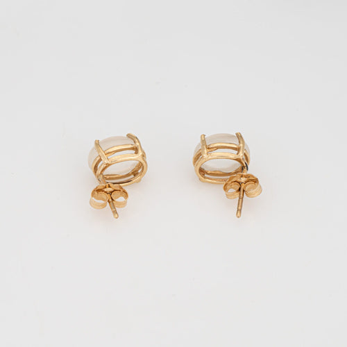 Boucles d'oreilles Boucles d’oreilles puces vintage en or jaune 14 carats et pierre de lune 58 Facettes G14095