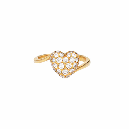 Bague 50 Cartier - Bague cœur pavée de diamants en or jaune 18 carats 58 Facettes G14115
