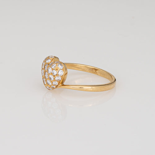 Bague 50 Cartier - Bague cœur pavée de diamants en or jaune 18 carats 58 Facettes G14115